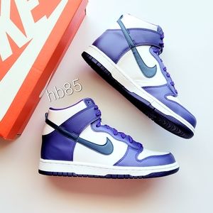 Nike Dunk Hi White Electro Purple Midnight Navy Youth 6.5 Women's 8